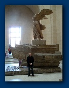 Cal at the Winged Victory of Samothrace in the Louvre.